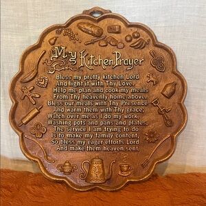 Decorative Brown Kitchen Prayer Plaque retro find